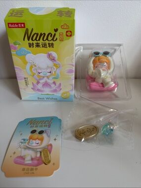 Nanci Best Wishes - CHILL LIFE  Figurine with Pink Base and Aqua Accents